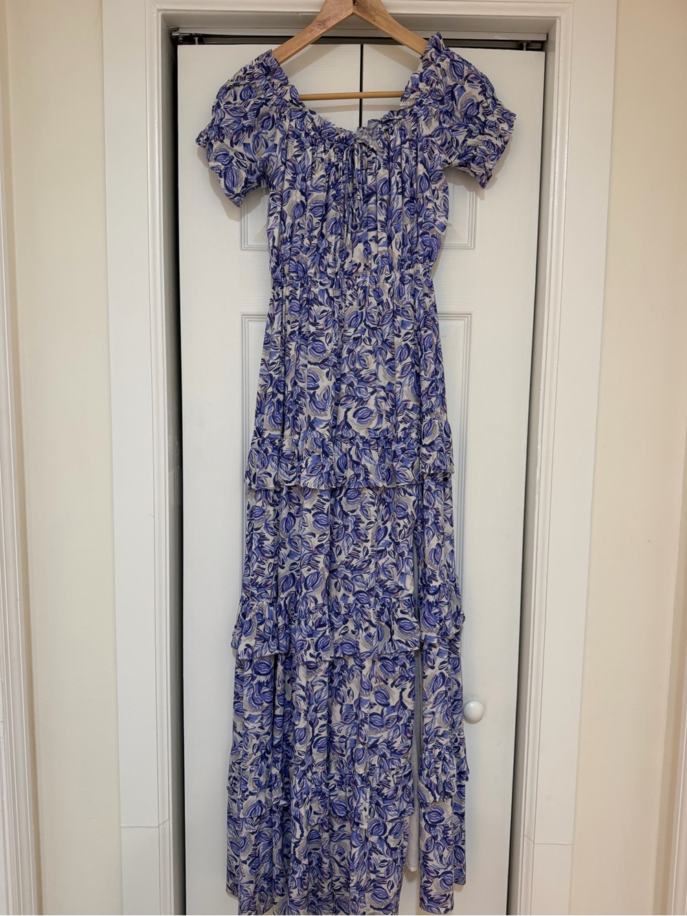 ASTR | Floral Blue & White Tiered Maxi | Small